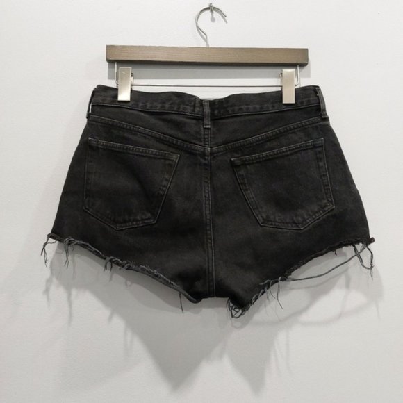 Agolde Parker Frayed Shorts in Tidal Black - Picture 4 of 6